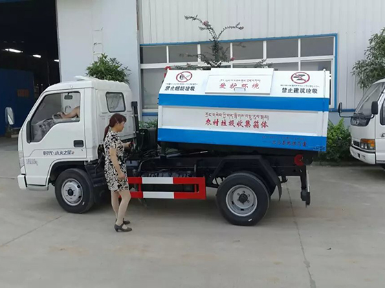 Foton 3 cubic hook arm garbage truck